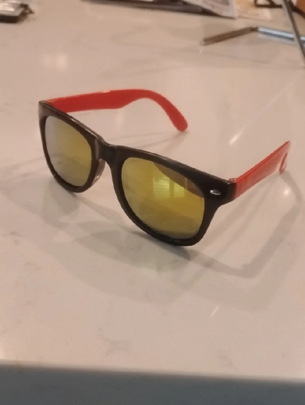 Kids Black and Red Sunglasses with Yellow Lenses